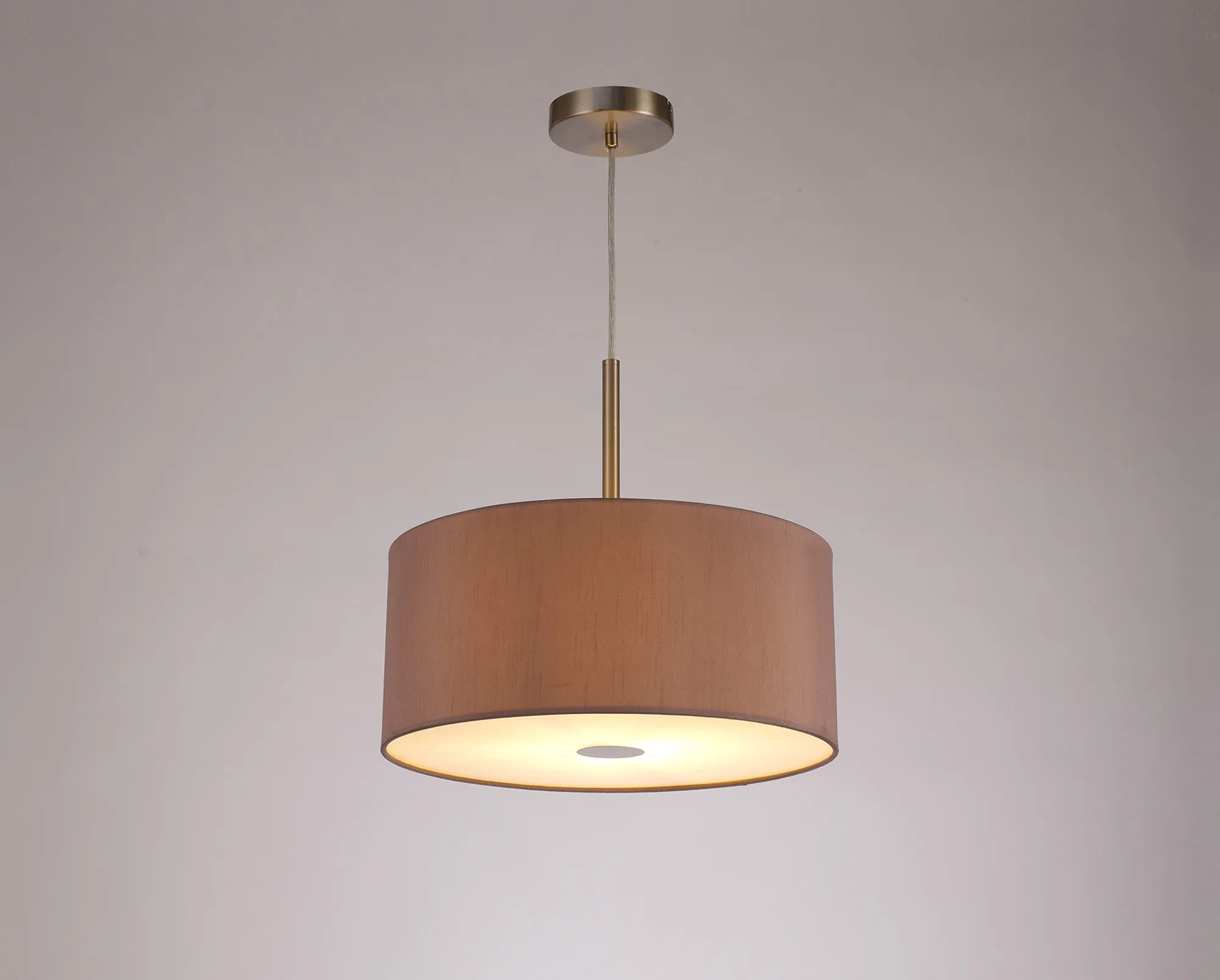 Baymont 40cm Pendant 1 Light Satin Nickel,, Frosted DiffuserTaupe/Halo Gold DK0297  Deco Baymont SN TA